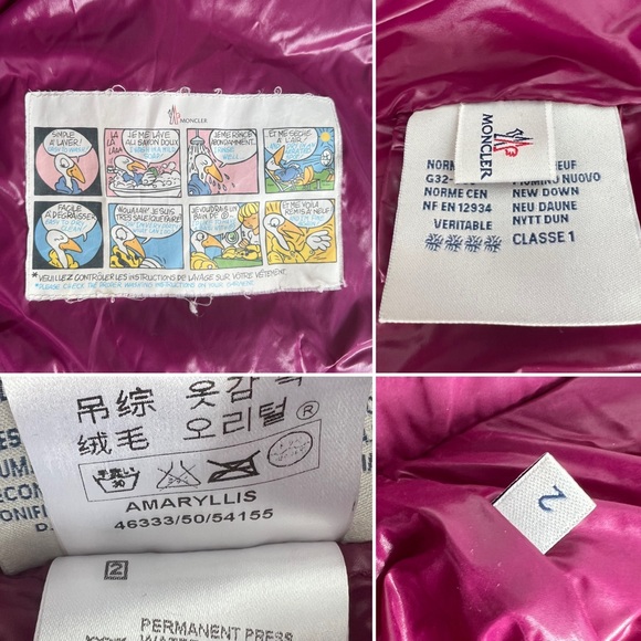 Moncler Magenta 'Amaryllis' Down Puffer Jacket Puffer Coat Fuchsia Pink Purple - Picture 13 of 14